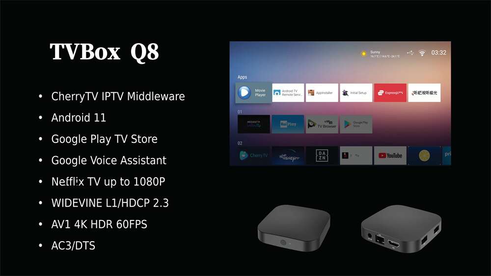 Q8 Amlogic S905y4 ott tv box China manufacturer ODM